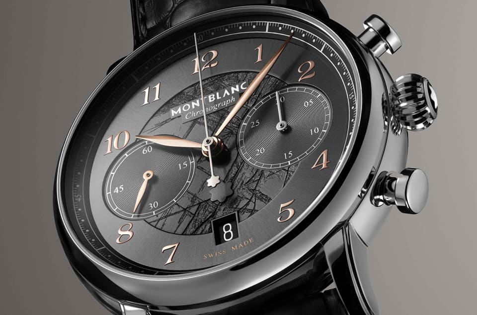 万宝龙明星传承系列从白朗峰花岗岩获得灵感开创独特雾岩灰冰川图案面盘