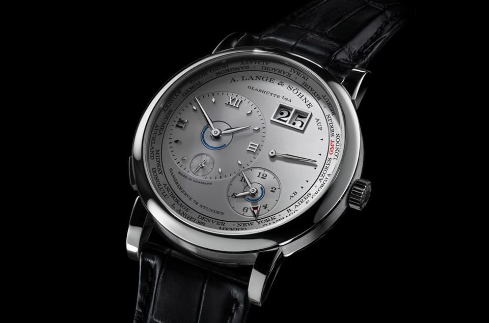 朗格Lange 1 Time Zone兩地時間手錶新增專賣店限定鉑金銀灰面