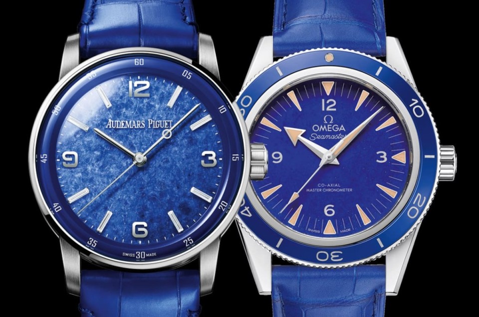 百万价格宝石面盘自动三针表 AP CODE 11.59与欧米茄海马300米比较
