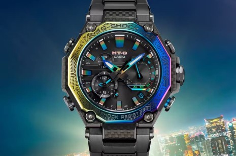 G-SHOCK MT-G新作碳纤维加彩虹IP不锈钢表壳 五彩繽纷诠释城市活力夜景
