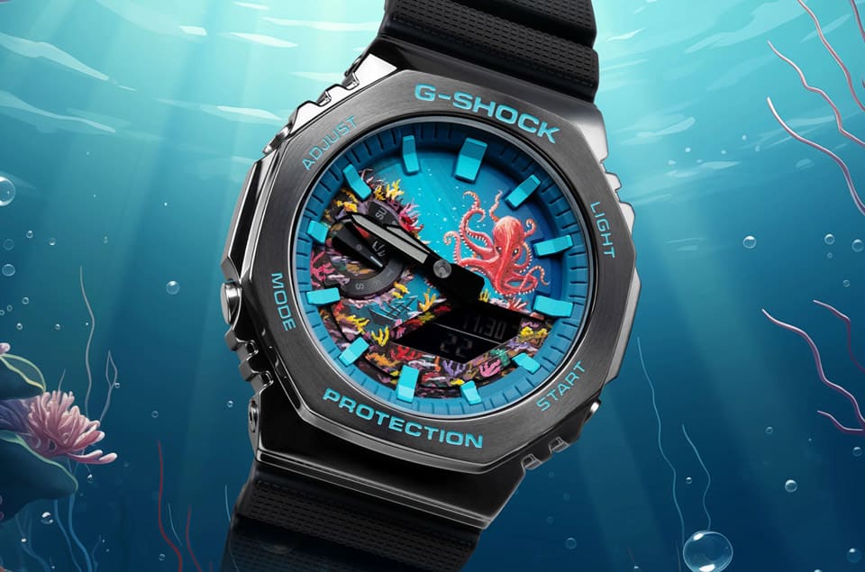 G-SHOCK農家橡樹手繪章魚與珊瑚礁圖案限量150只