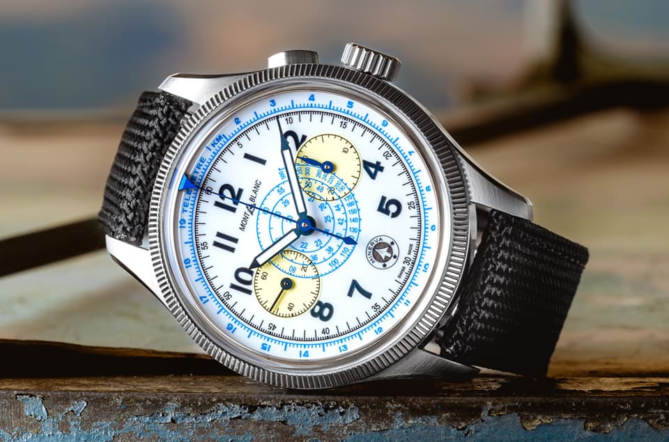 万宝龙1858 Minerva单按把计时码表出现「蓝箭头」版本 设计渊源和知名钟表社群有关