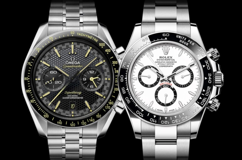 不锈钢赛车计时表 欧米茄超霸与劳力士Daytona比较