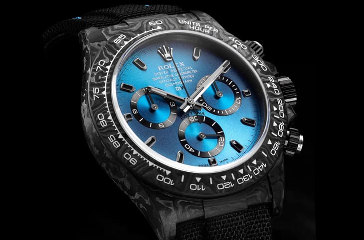 「碳纖維搭配藍色太陽紋」 呼應宇宙主題的勞力士Daytona