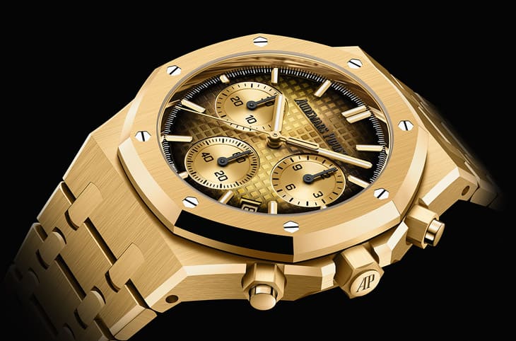 灵感来自皇家橡树Jumbo超薄表 爱彼AP RO计时码表重现黄金表壳与烟燻面盘组合
