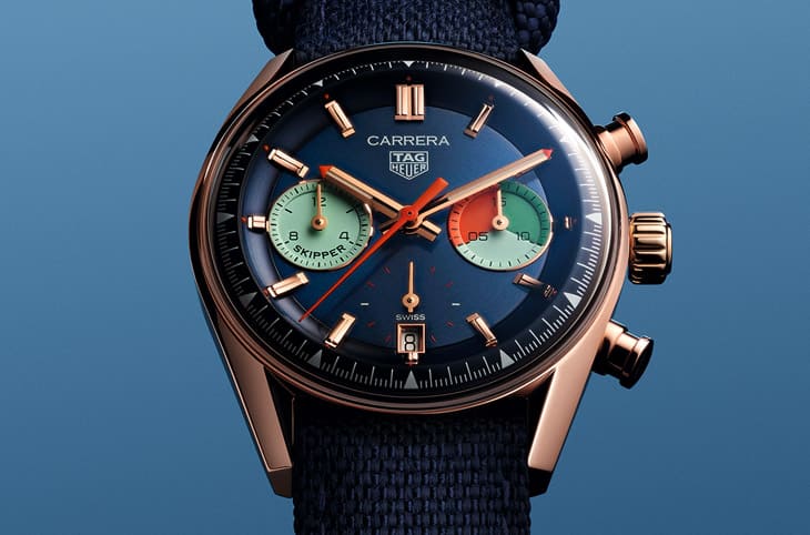 泰格豪雅Carrera人氣復古帆船計時碼錶改採玫瑰金材質烘托早期經典名作風采