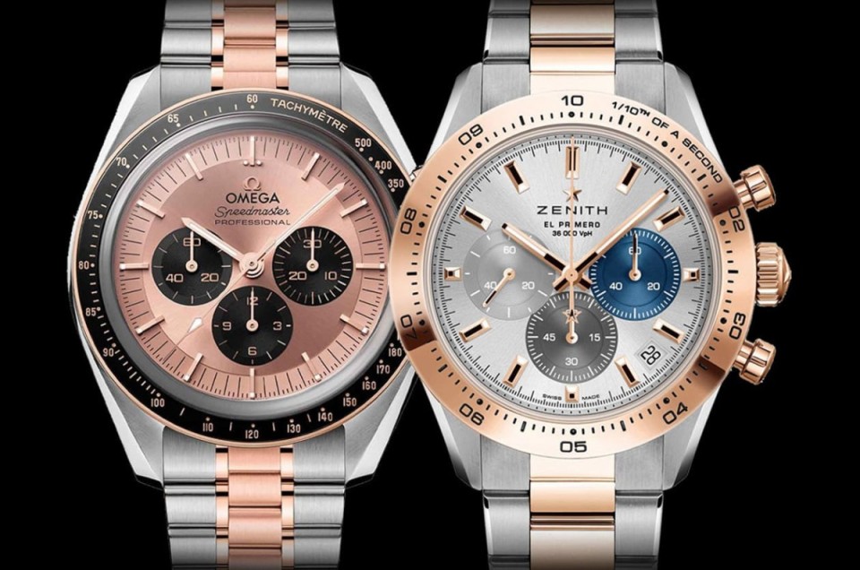 「60萬級雙色計時碼錶」歐米茄超霸登月錶和真力時高震頻Chronomaster Sport比較