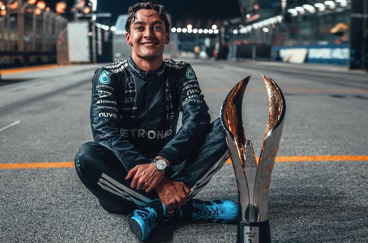 George Russell一路領先F1新加坡夜賽 腕上IWC精準呼應勝利節奏