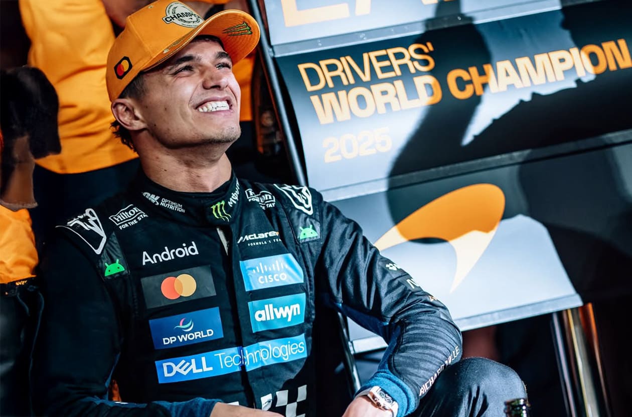 F1新王登基！Lando Norris阿布達比驚險封王，手上千萬「白陶瓷錶」成最大亮點