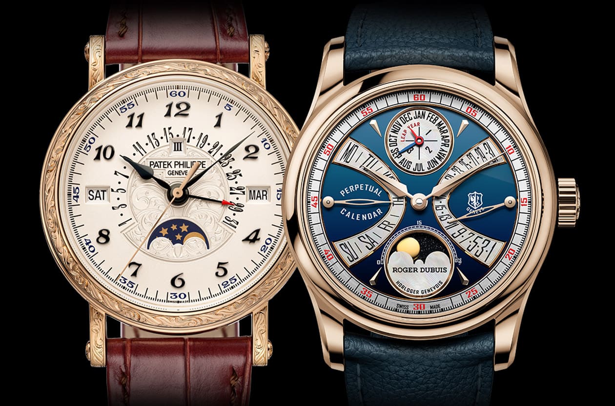 看著指針逆跳超療癒 百達翡麗手工雕花vs羅杰杜彼多層次面盤，數百萬級「逆跳萬年曆」的視覺饗宴